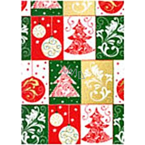 Ditipo Darčekový baliaci papier 70 x 500 cm Vianočné farebný stromčeky, banky