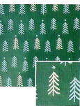 Nekupto Vianočný baliaci papier na darčeky 70 x 1000 cm Tmavo zelené, biele a modré stromčeky