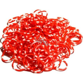 Loom Bands gumičky na pletení náramků Červené s bílým 200 kusů