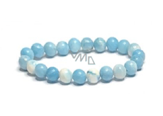 Larimar náramok elastický prírodný kameň, guľôčka 8 mm / 16-17 cm, kameň bájnej Atlantídy