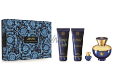 Versace Dylan Blue pour Femme parfumovaná voda 100 ml + telové mlieko 100 ml + sprchový gél 100 ml + parfumovaná voda 5 ml miniatúra, darčeková sada pre ženy