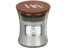 Woodwick Fireside - Oheň v krbe vonná sviečka s dreveným knôtom a viečkom sklo malá 85 g