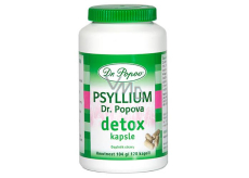 Dr. Popov Psyllium Detox Pre intenzívnu očistu tela, kombinácia vlákniny a účinných rastlinných extraktov 120 kapsúl / 104 g