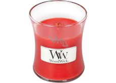 Woodwick Crimson Berries - Jarabiny s korením vonná sviečka s dreveným knôtom a viečkom sklo malá 85 g