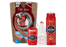 Old Spice Captain deodorant 50 ml + sprchový gél 3v1 na tvár, telo a vlasy 250 ml + voda po holení 100 ml + drevený barel, kozmetická sada pre mužov