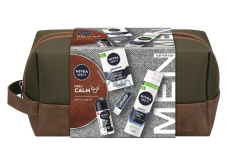 Nivea Men Feel Calm Sensitive balzam po holení 100 ml + Nivea Men Sensitive gél na holenie 200 ml + Nivea Men Black & White Invisible Original antiperspirant roll-on 50 ml + Labello Men Active balzam na pery 4,8 g + kozmetická etue, kozmetická sada pre mužov