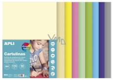 Apli Farebné papiere A4 mix pastelových farieb 170 g 50 listov