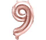 Ditipo Nafukovací fóliový balónik číslo 9 ružovo zlatý 35 cm 1 kus
