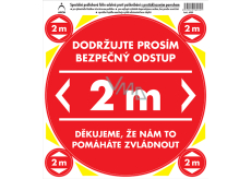 Arch Bezpečnostné a informačné piktogramy Polep na podlahu Bezpečný odstup 2 m, červený 21 x 23 cm