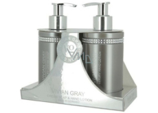 Vivian Gray Crystals Grey luxusné tekuté mydlo s dávkovačom 250 ml + luxusný krém na ruky s dávkovačom 250 ml, kozmetická súprava