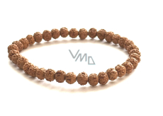 Elastický náramok Rudraksha z prírodných semienok, guľôčka 6 mm / 16 - 17 cm