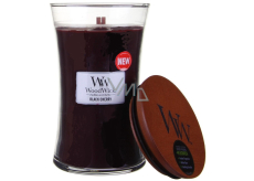 WoodWick Black Cherry - Čierna čerešňa vonná sviečka s dreveným knôtom a viečkom sklo veľká 609,5 g