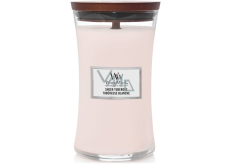 WoodWick Sheer Tuberose - Jemná tuberózová vonná sviečka s dreveným knôtom a skleneným viečkom veľká 609,5 g