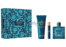 Versace Eros Eau de Parfum parfumovaná voda 100 ml + sprchový gél 150 ml + parfumovaná voda 10 ml, darčeková sada pre mužov