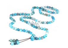 108 Mala Agát modrý náhrdelník, meditačné šperky, prírodný kameň, elastický, korálik 6 mm