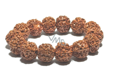 Rudraksha náramok elastický prírodný kameň, guľôčka 18 mm / 19 cm