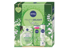 Nivea Fruity Delight detoxikačná textilná maska 1 kus + Nivea Fruity Delight sprchový gél 250 ml + Nivea Fruity Delight antiperspirant sprej 150 ml, kozmetická sada