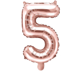 Ditipo Nafukovací fóliový balónik číslo 5 ružovo zlatý 35 cm 1 kus
