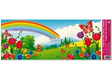 Okenné fólie bez lepidla krajinka s dúhou a tulipánom 60 x 22,5 cm 1 kus