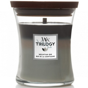 Woodwick Trilogy Mountain Air - Horský vzduch vonná sviečka s dreveným knôtom a viečkom sklo stredná 275 g