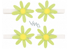 Kvetinky zelené s glitrami na kolíčku 5 cm, 4 kusy v sáčku