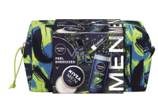 Nivea Men Feel Energized Creme krém na tvár, telo a ruky 150 ml + Nivea Men Deep Sport antiperspirant roll-on 50 ml + Nivea Men Energy sprchový gél 250 ml + Labello Men Active balzam na pery 4,8 g + kozmetická etue, kozmetická sada pre mužov