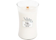 Woodwick White Teak - Biely teak vonná sviečka s dreveným knôtom a viečkom sklo veľká 609,5 g