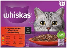 Whiskas Classic jedlá v šťave hovädzie, kuracie, jahňacie, hydinové vrecká 12 x 85 g