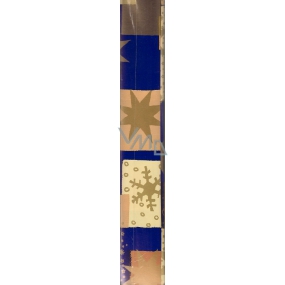 Nekupto Darčekový baliaci papier 70 x 200 cm Vianočný Zlaté hviezdy modrý 1 role