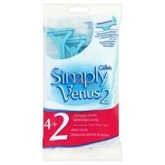 Gillette Venus 2 Simply jednorazové holítka so zvlhčujúcim pásikom 4 + 2 kusy pre ženy