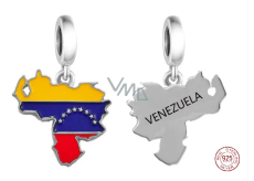 Charm Striebro 925 Venezuela vlajka - hojdajúca sa mapa, prívesok na náramok cestovanie