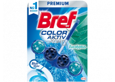 Bref Blue Water Color Aktiv Eucalyptus WC blok pre hygienickú čistotu a sviežosť Vašej toalety, zafarbuje vodu do modrého odtieňa 50 g