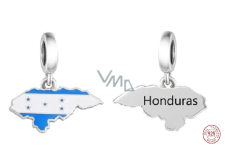 Charm Striebro 925 Honduras vlajka - hojdajúca sa mapa, prívesok na náramok cestovanie