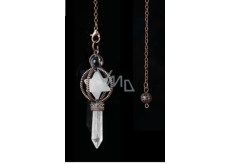 Quartz Merkaba kyvadlo + číry kremeň + bronz, prívesok z prírodného kameňa 7,7 cm, retiazka cca 26,5 cm