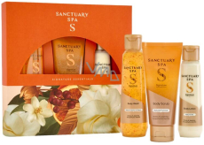 Sanctuary Spa Signature Essentials sprchový gel 150 ml + tělový peeling 100 ml + tělové mléko 100 ml, kosmetická sada pro ženy