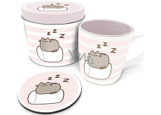 Epee Merch Pusheen plechovka + hrnček + podšálka, darčeková sada ružová