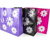 RSW Nákupná taška s potlačou Kvety čierna 43 x 40 x 13 cm