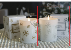 Lima Aroma Snowflake Sviečka s vôňou vanilky a škorice strieborná, doba horenia 50 hodín 175 g